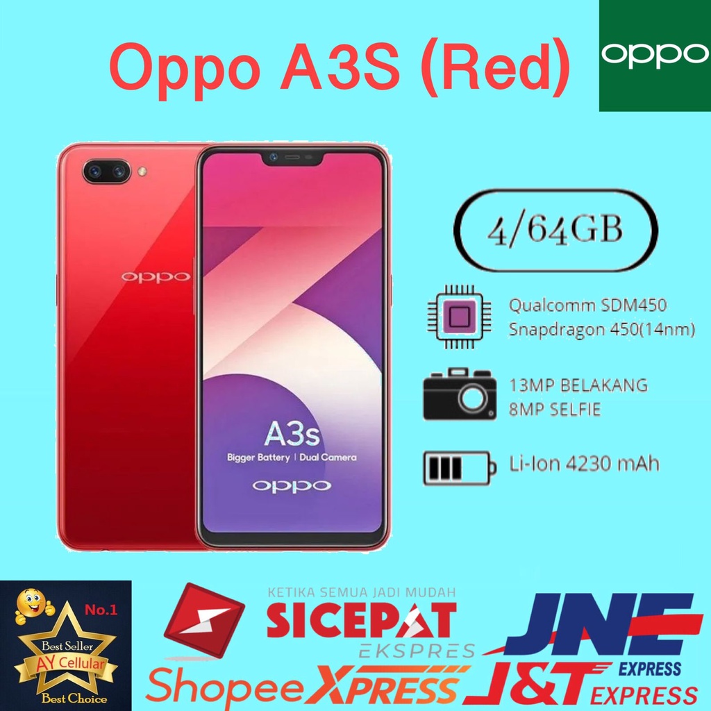 Hp OPPO A3S RAM 4/64 GB &amp; 4/128 GB GARANSI 1 THN