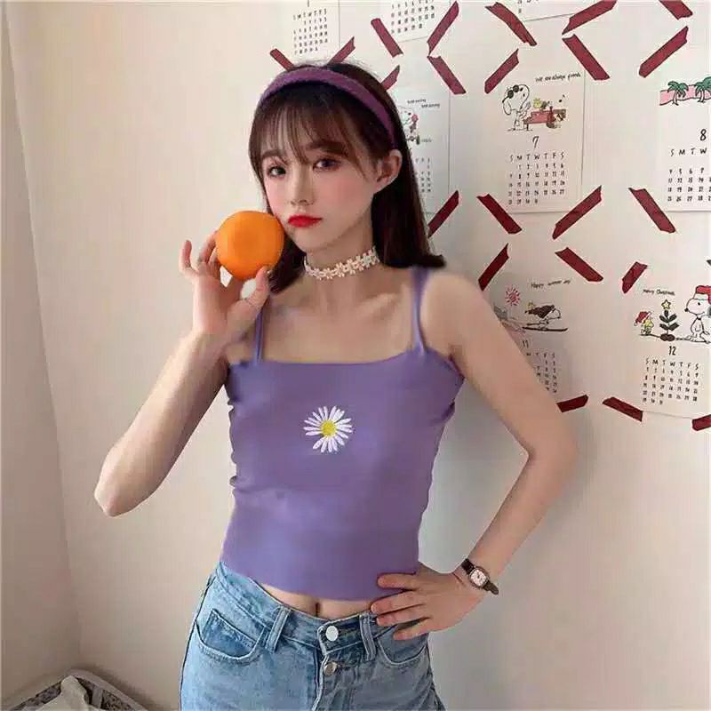 TANK TOP DAISY CROP / TANKTOP VEGA RIB BAHAN SPANDEX FIT L