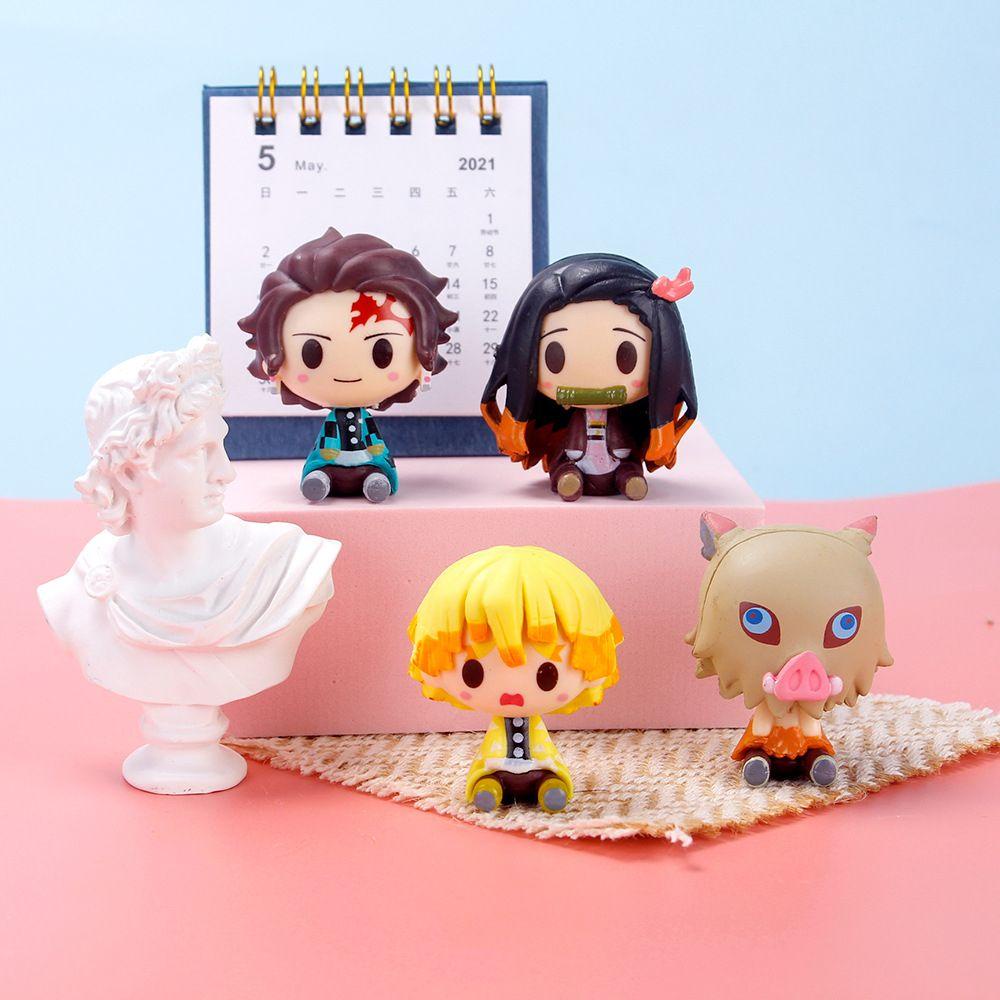 Top 4Pcs /Set Figure Demon Slayer Q Kimetsu No Yaiba Figure Lucu