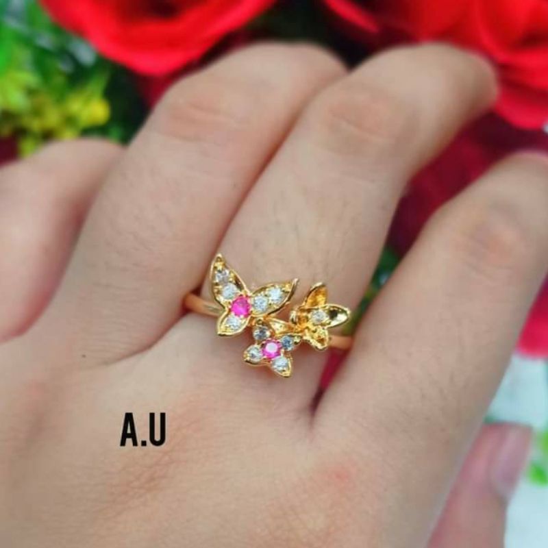 Cincin Dewasa Permata kombinasi warna gold perhiasan remaja modern (COD)