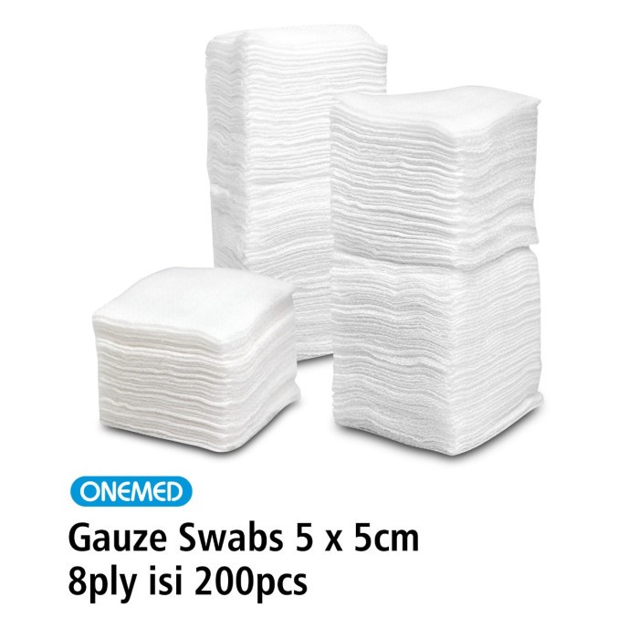 Kasa Lipat Gauze Swabs 5 x 5cm 8ply OneMed Pak isi 200