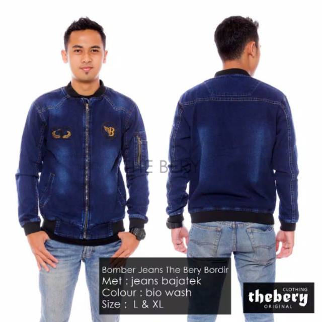 (BAYAR DI TEMPAT/COD) JAKET JEANS BOMBER/  JAKET JEANS THE BERY BORDIR