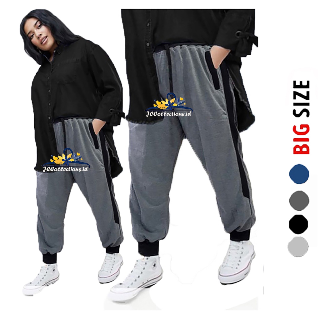 Celana Panjang Wanita Jumbo 3XL Variasi List / Celana Jogger Wanita Big Size XXXL - CURTIE - JCCollections