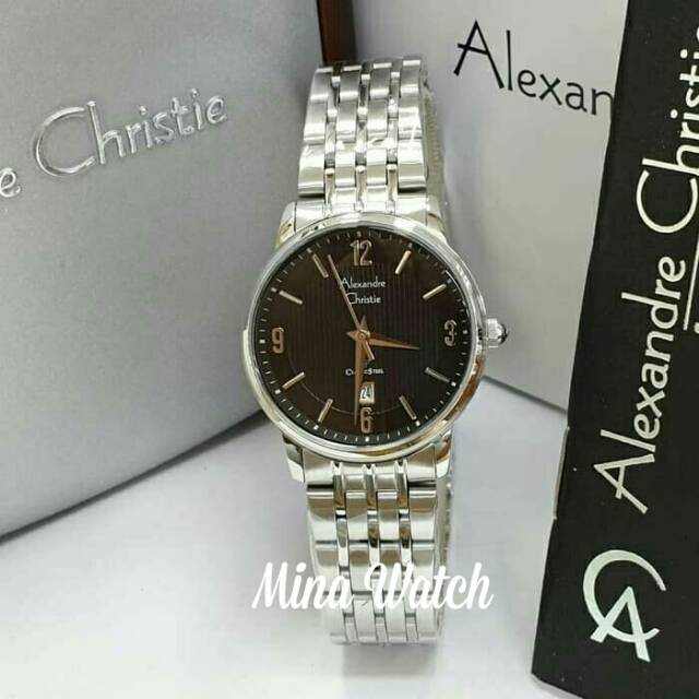 Jam tangan wanita Alexander Christie silver plat hitam