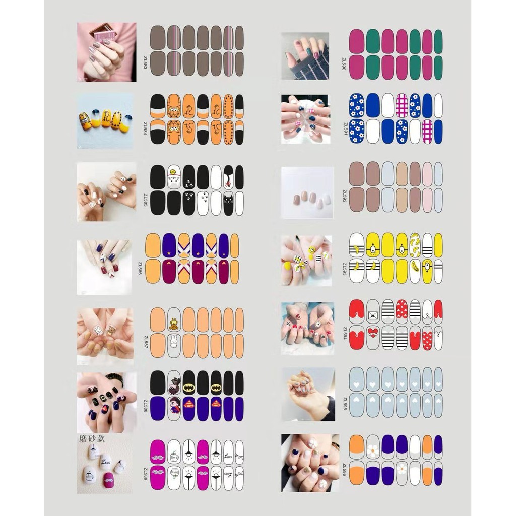 we try our best send different styles to you &lt;Grosir dan&gt;Nail sticker motif / sticker kuku / stiker kuku / nail stiker glitter / stripes design