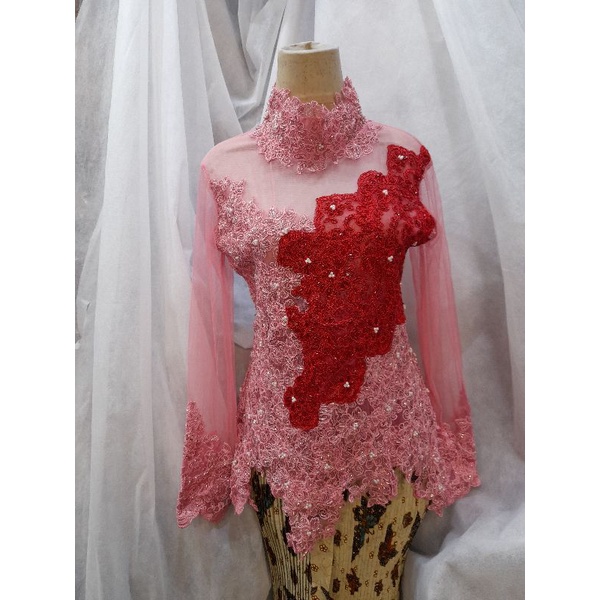 Kebaya atasan tile bordir payet pink