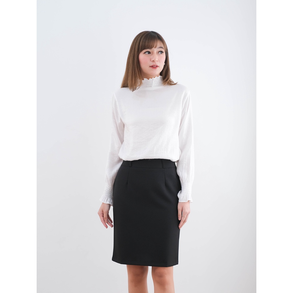 ROK SPAN PENDEK KANTOR HITAM Slim-fitting Formal Panjang Kain Wanita