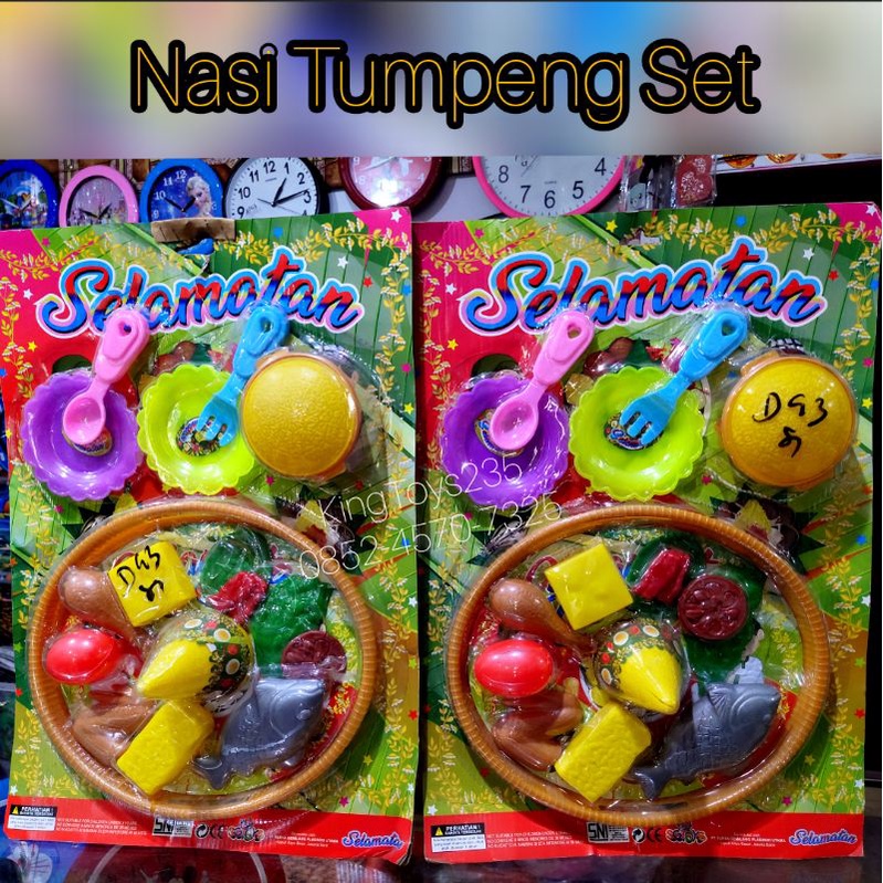 Mainan Anak Masak Masakan Makan Makanan Tumpeng Nasi Kuning Set Sendok Garpu Sayur Daging Ayam Pirin