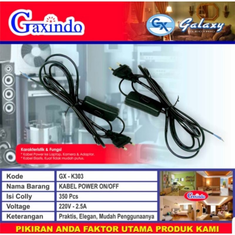 kabel power hitam/kabel buat on/off 1.5meter