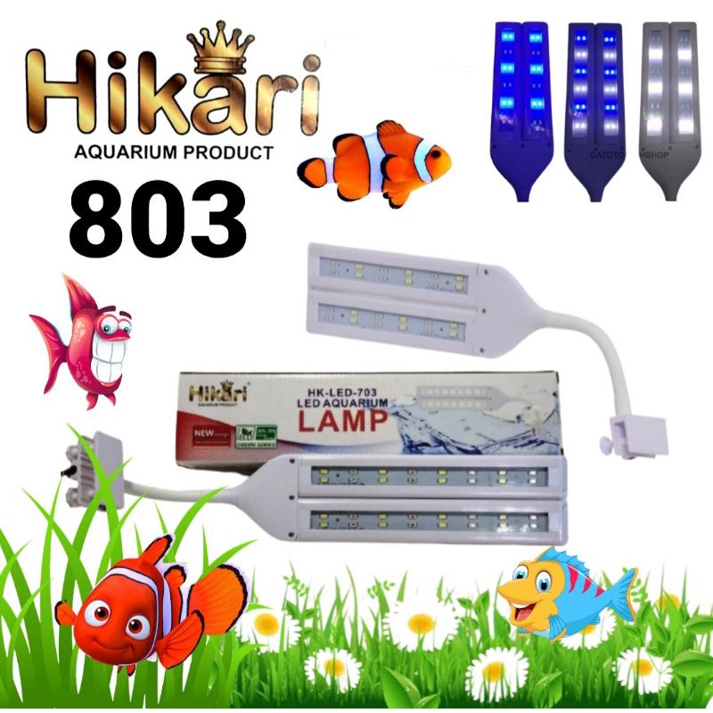 lampu led jepit kaca aquarium hikari recent 803 3 kali ganti mode