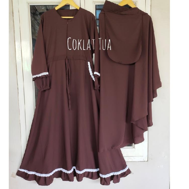Telah Hadir.. (COD TERLARIS) GAMIS WOLFIS SET CADAR MOZZA SERUT/ GAMIS SET HIJAB FREE CADAR TALI POL