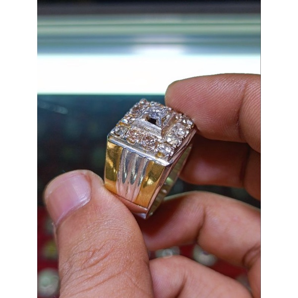 natural berlian banjar mata 1 dimensi 3,5 mm keliling 2,5mm ring perak