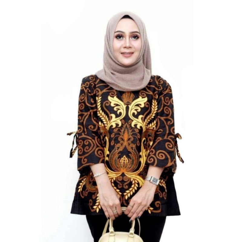 Atasan Batik Wanita M L XL XXL-B. Mahkota Sogan