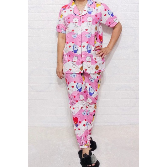 Baju Tidur Piyama Wanita Motif BT 21 Pajamas Katun  / Baju Tidur setelan Wanita Katun CP JUmbo Terbaru Bigsize Kekiniaan