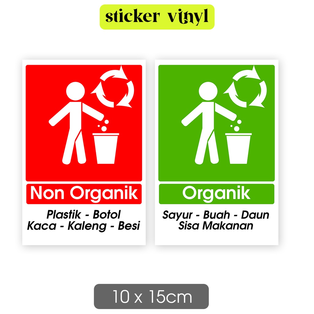

Stiker Sampah Organik dan Non Organik Anti Air Sticker Waterproof Bahan Vinyl