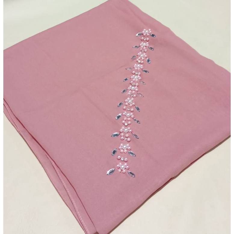 segiempat bella square payet mutiara permata/jilbab segiempat bella square bando payet/hijab bella-PEACH