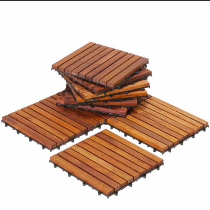 Lantai kayu jati Decking Tile bongkar pasang UK 30x30cm Motif SALUR Kecil