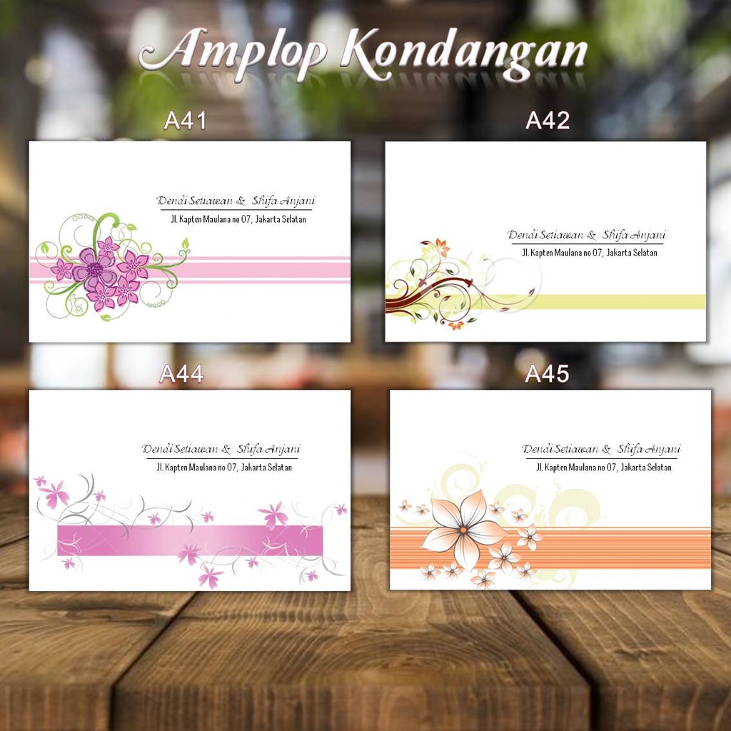 

isi 50 pcs Kode A41, A42, A44, A45 - Amplop Kondangan / Amplop Desain / Amplop Nama - @TM_Desain