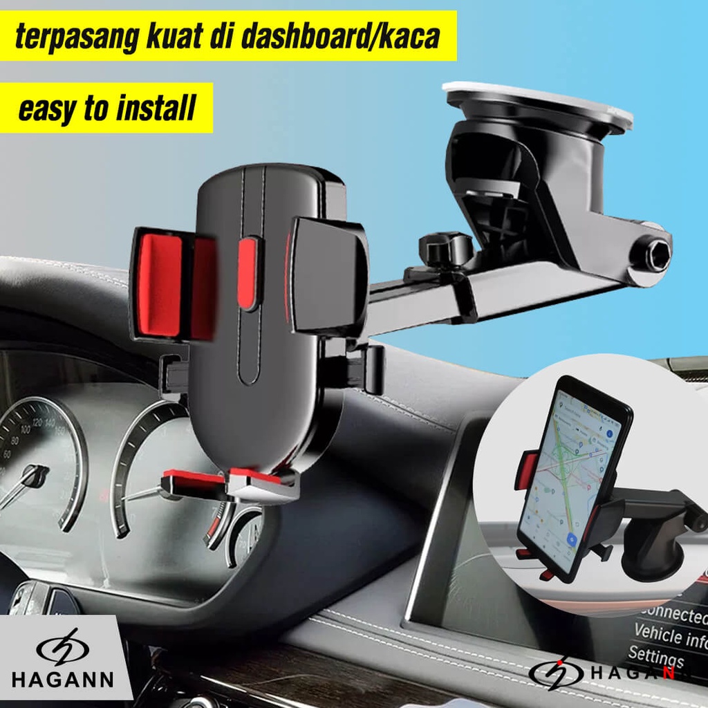 HAGANN CHO-1201 Holder HP Mobil Dashboard | Car Phone Stand Di Kaca | Dudukan HP Di Mobil – Garansi 1 Tahun