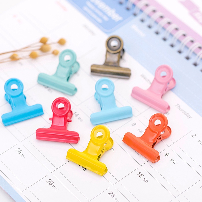 5Pcs/set Candy Color Pink Mint Green Metal Clamp Chancery Paper Documents Organizer Binder Clip