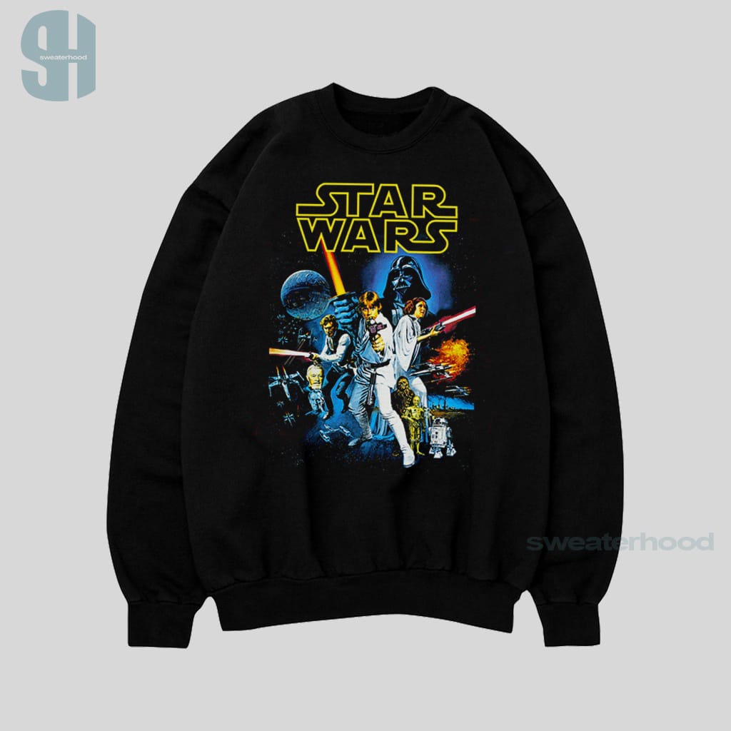 Crewneck Black Star Wars Sweatshirt Hitam Jaket Vintage Pria Dan Wanita Sweaterhood