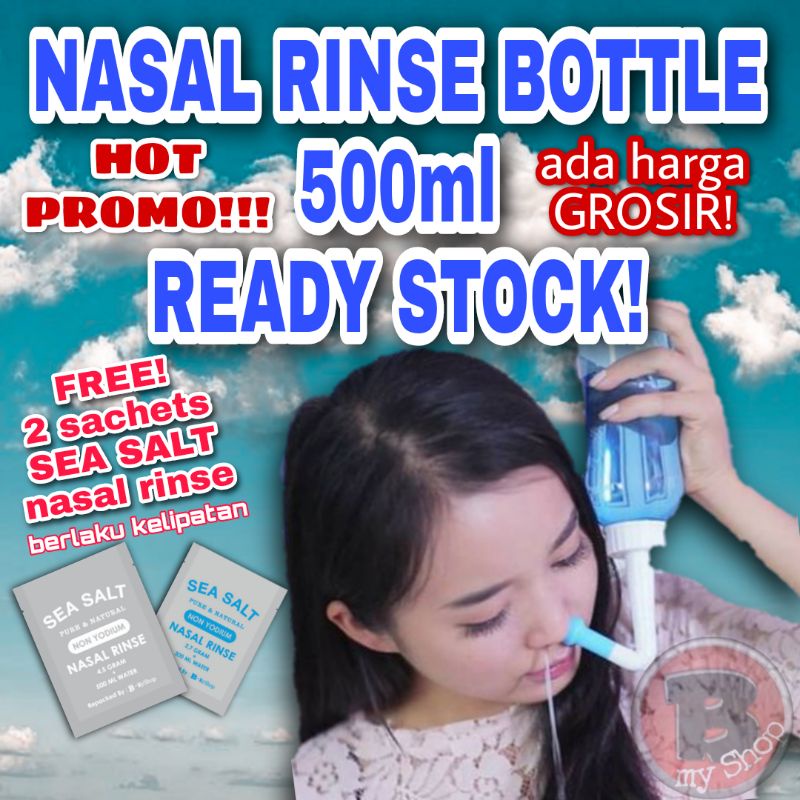 READY STOCK WATERPULSE - 500ML BOTOL CUCI HIDUNG (+ FREE 2 SACHETS GARAM) - NASAL RINSE BOTTLE - BOTOL PEMBERSIH HIDUNG