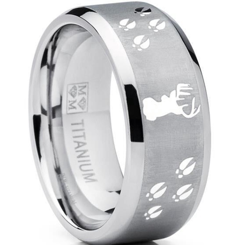 Cincin Pria Bahan Stainless Steel 316L Motif Tanduk Rusa Untuk Pesta Natal