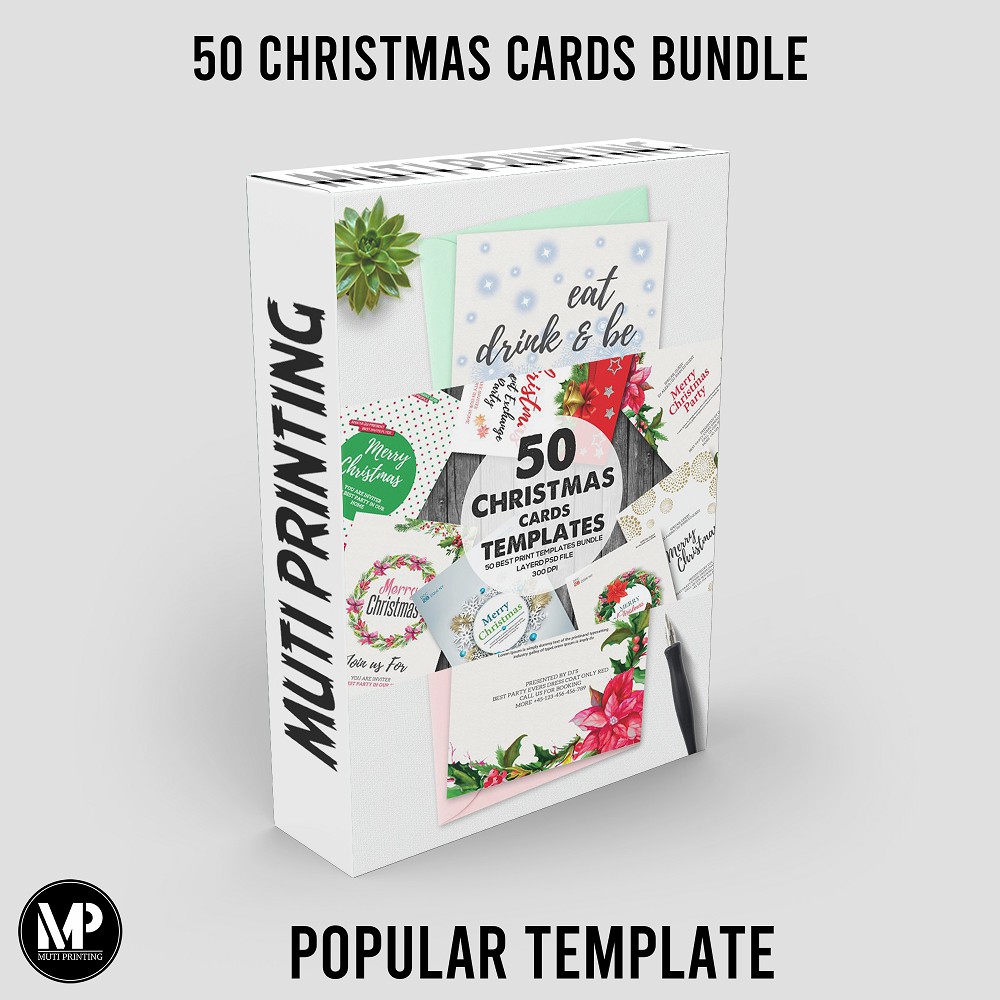 50 Christmas Cards Bundle - Photoshop