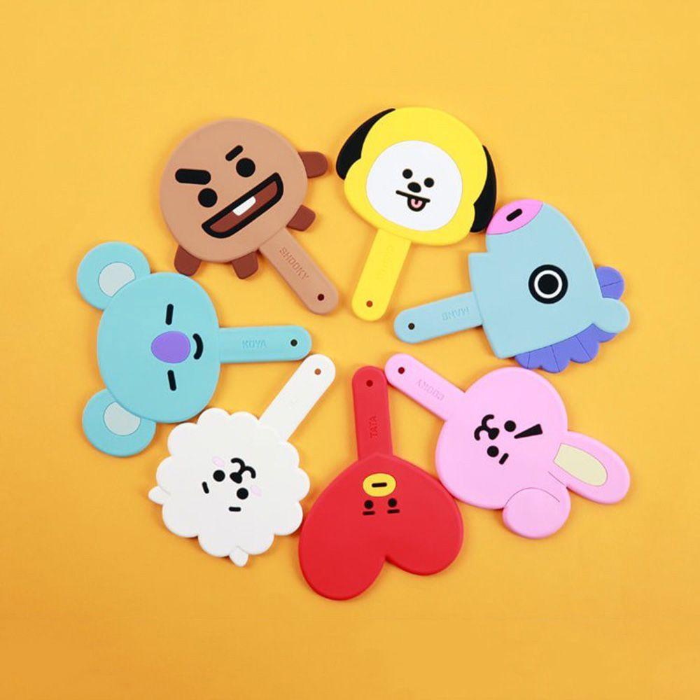 Solighter BT21 Cermin Tangan Gambar Kartun Hadiah Siswa Untuk Anak Perempuan Aksesoris Kosmetik