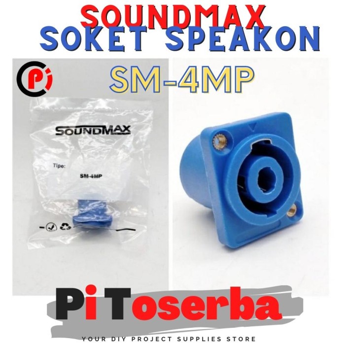 SOUNDMAX SM-4MP Socket Speakon Chassis Biru Soket Spikon Chasis Segi