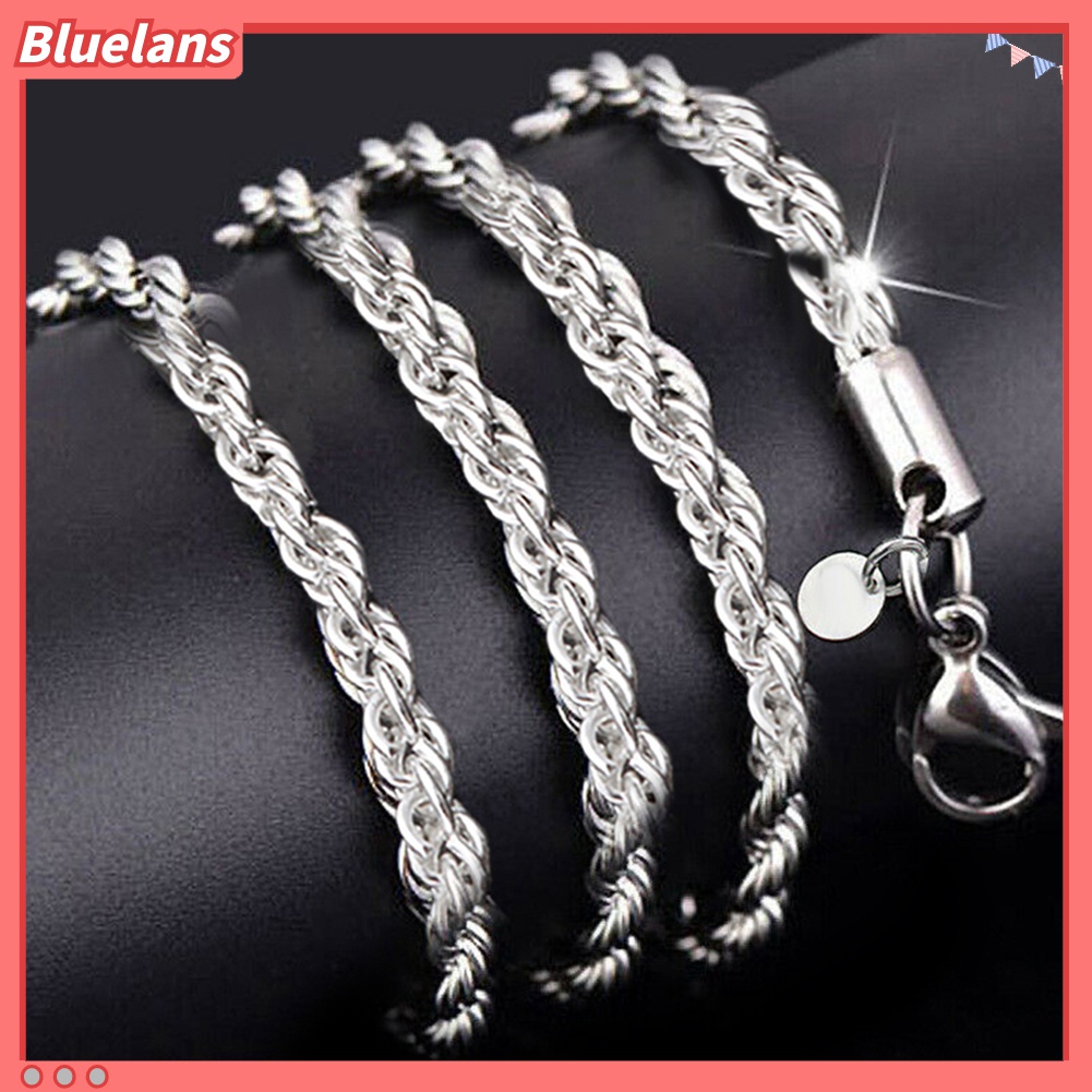 Kalung Rantai Lapis Silver Ukuran 3mm Untuk Unisex