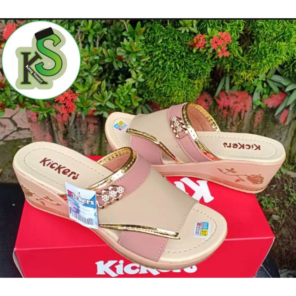sandal wedges wanita model selop