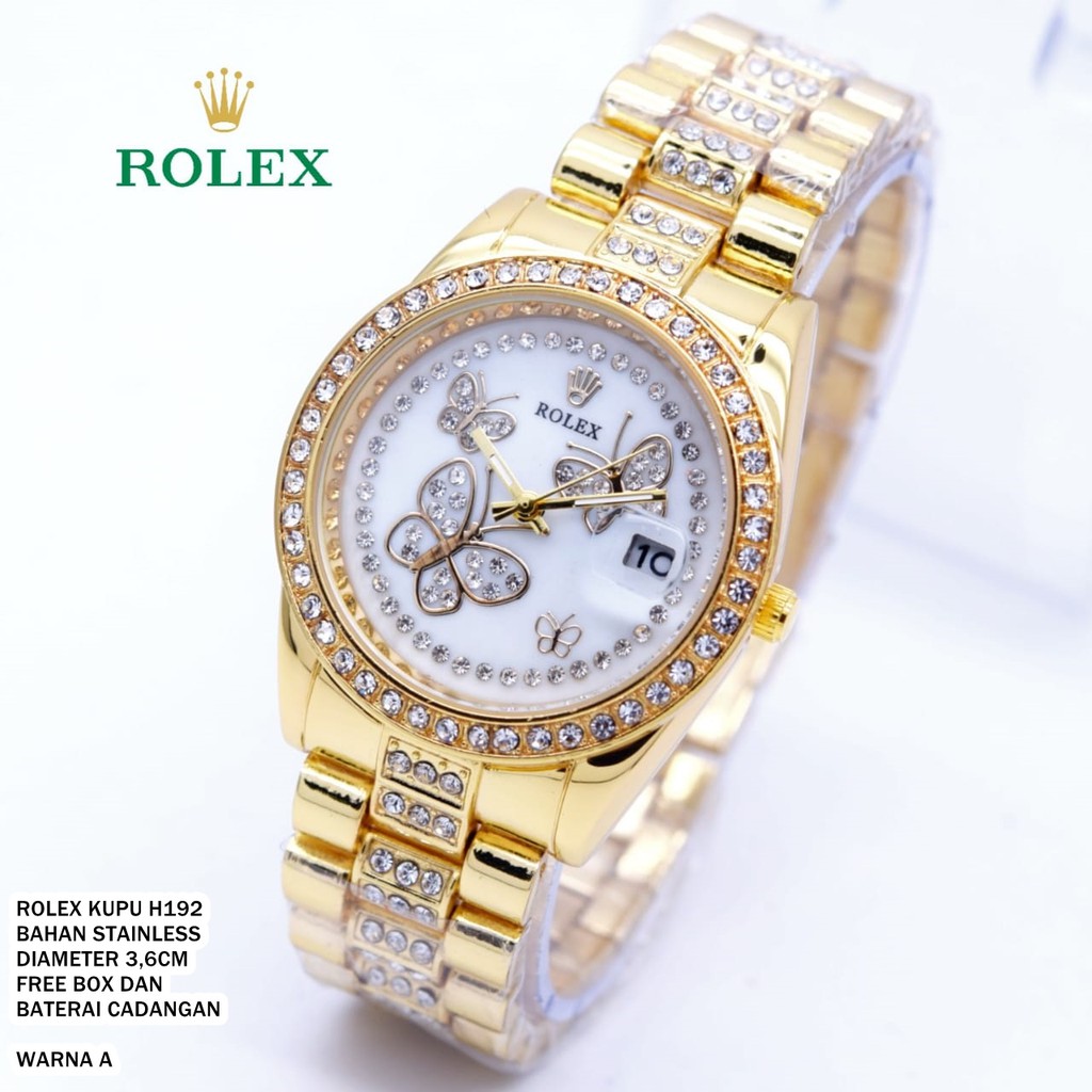(JAM TERMURAH) Jam tangan wanita rolex rantai/Rolex kupu tanggal aktif