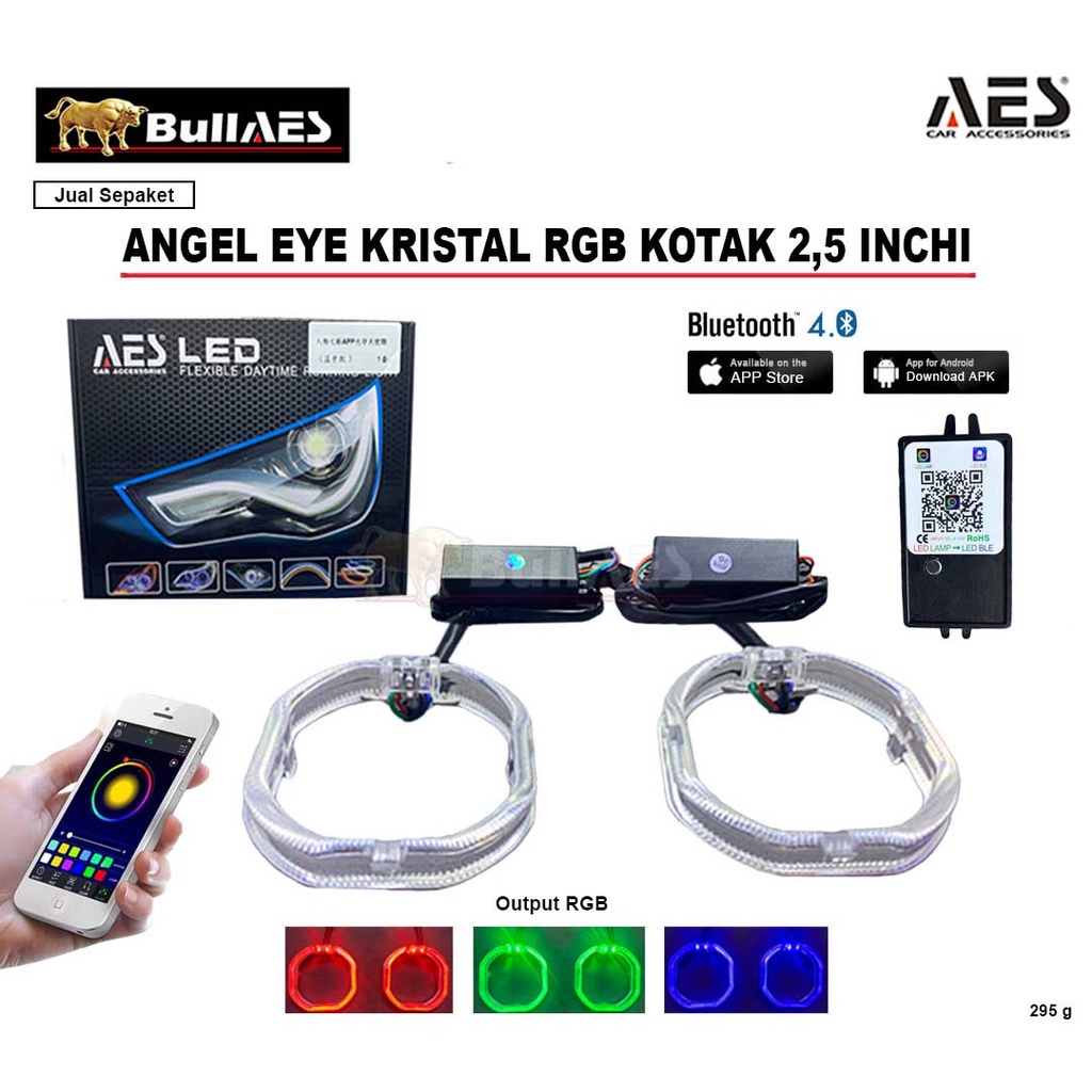 Ae Kristal Kotak RGB 2 ring 1 modul APP Bluetooth ANDROID IOS MERK AES