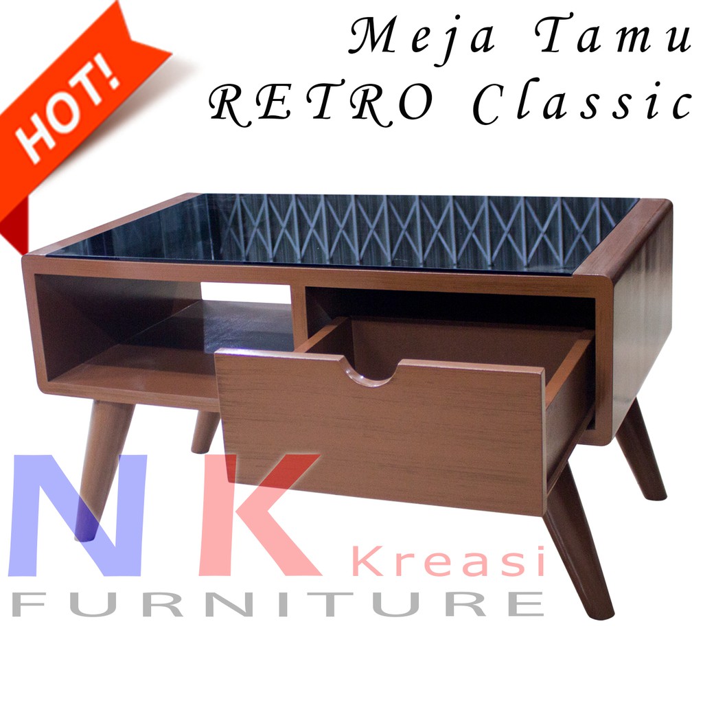 Meja Tamu Kayu Retro Vintage Kualitas Istimewa Design Modern