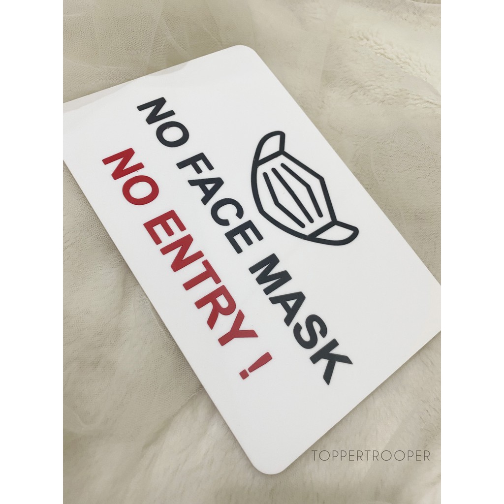 Sign Akrilik No Mask No Entry | Sign Kawasan Wajib Masker