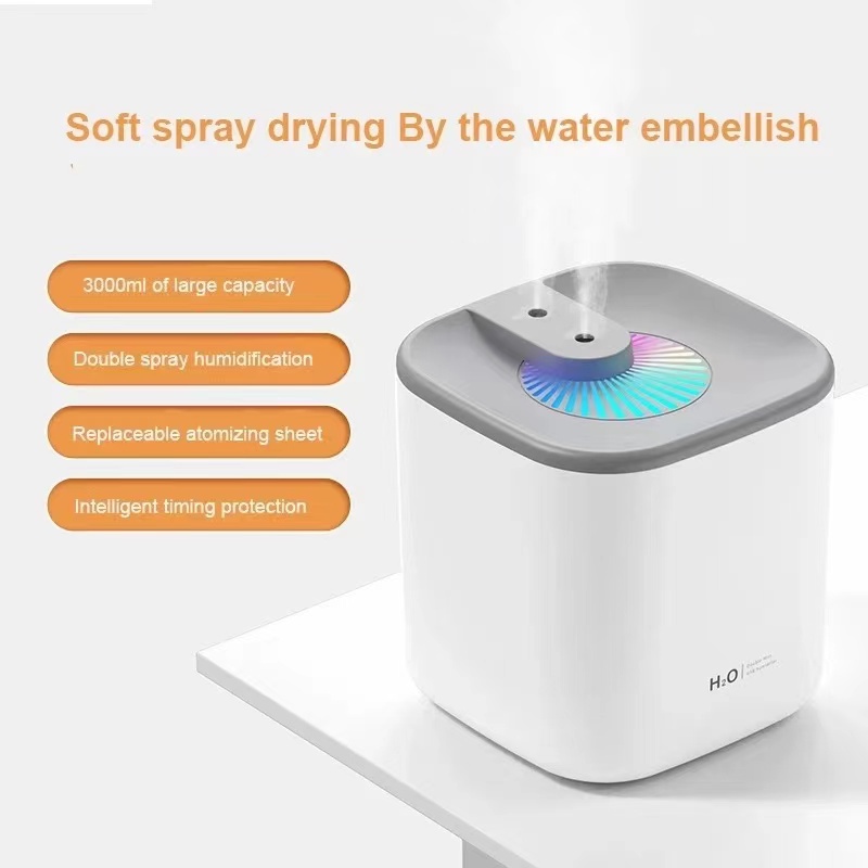 Humidifier Diffuser 3000 ML with 7 colours LED lamp Aromatherapy - Pengharum &amp; Pelembab Ruangan - Free Buble Wrap