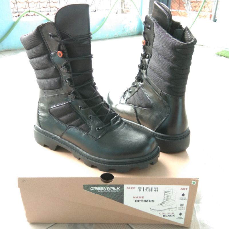 SEPATU PDL MODEL JATAH TNI AU GREEN WALK MODEL OPTIMUS HITAM SOL RADIAL