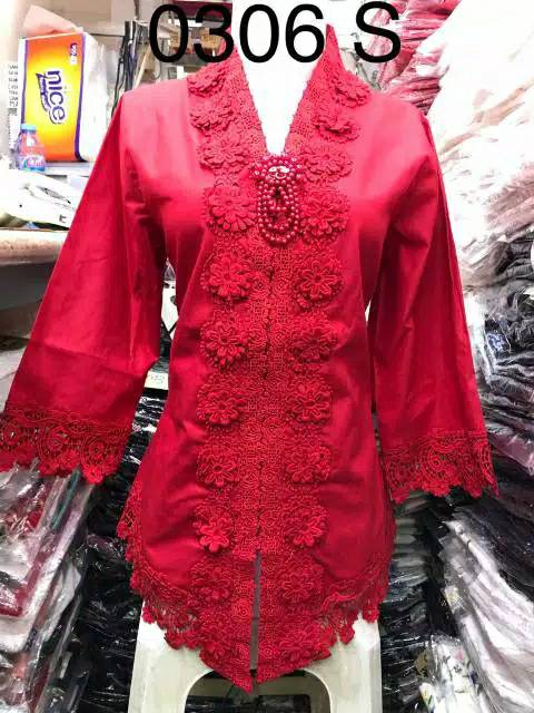 3038 Kebaya merah alexuez brukat bros /kebaya modern premium merah cabe