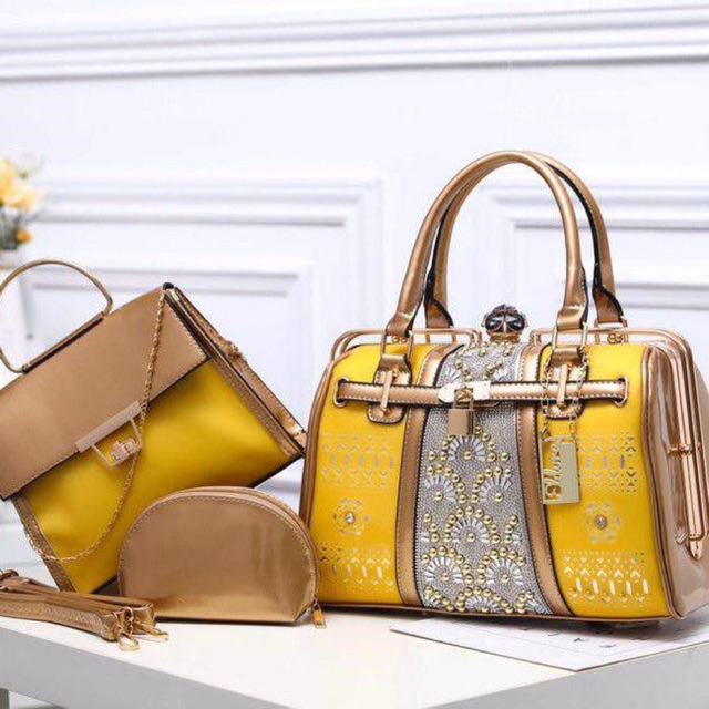 Eldora Behel Chavelle 8326 (3in1) syafniegalery original brand tas impor tas ibu ibu glossy bag