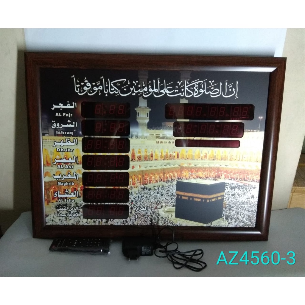 ALPIGEONS Jam Masjid Digital Waktu Sholat Adzan Iqomah Otomatis 35 x 50 cm +FREE CUSTOM NAMA