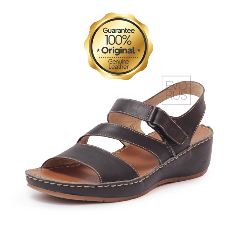 Scholl M2 Black | 100% Original | Sepatu Sandal Wedges Kulit Asli Genuine Leather
