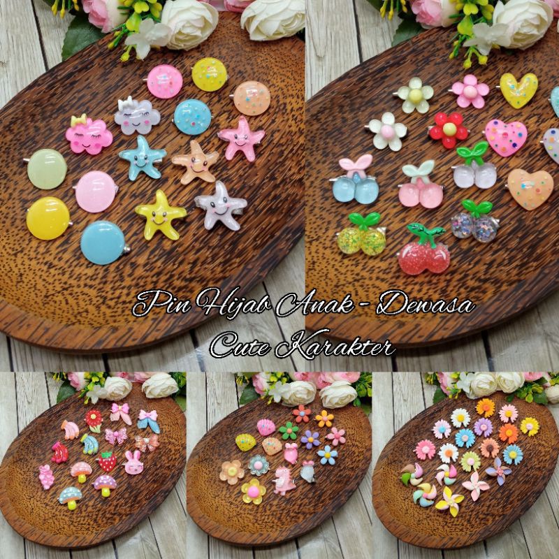 10 Pcs Bros Clay Imut Pin Hijab Lucu Bros Clay Lucu