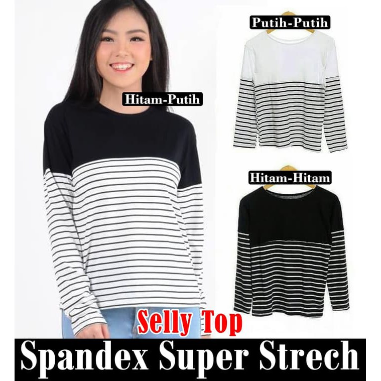 Selly Top / Baju Blouse Atasan - Kaos Murah Wanita / Cewek Dewasa - Putih - Putih, L