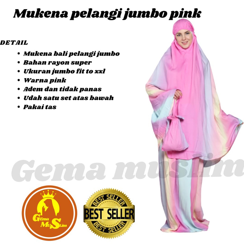 Mukena dewasa pelagi rayon jumbo pink