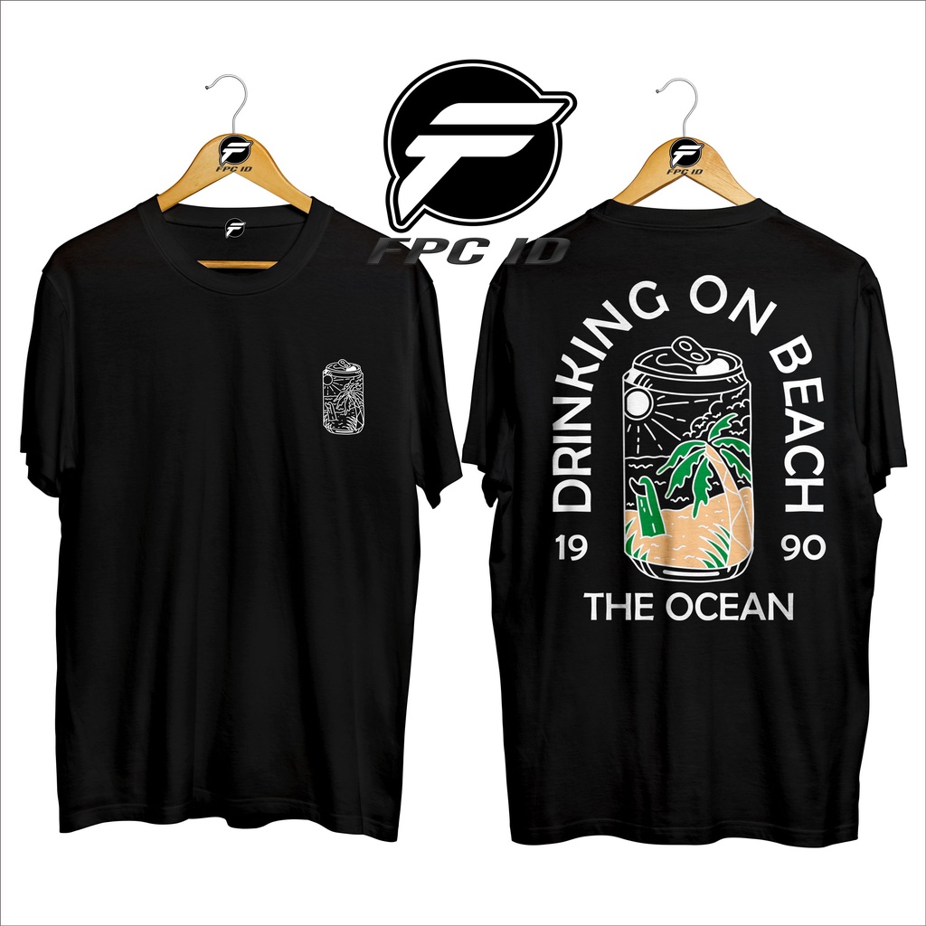 Kaos Surfing Drinking On Beach Cotton Combed 30s Premium