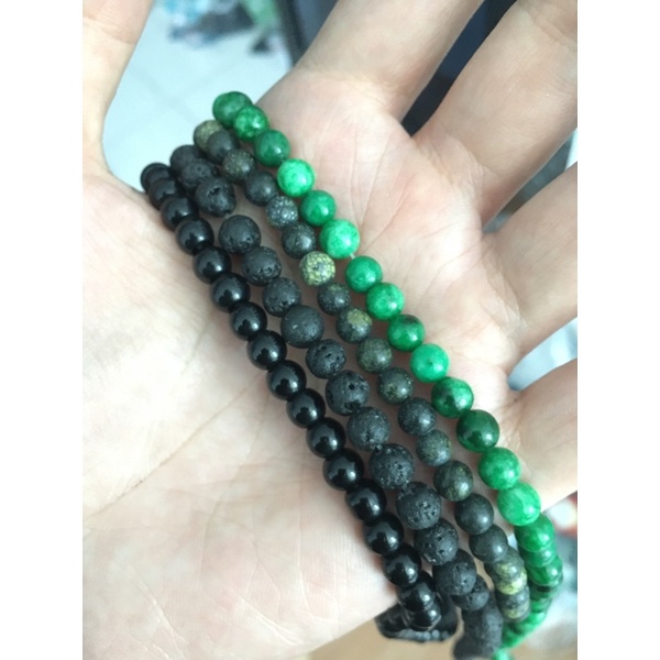 custom gelang onyx lava black jade giok burma mix 6mm