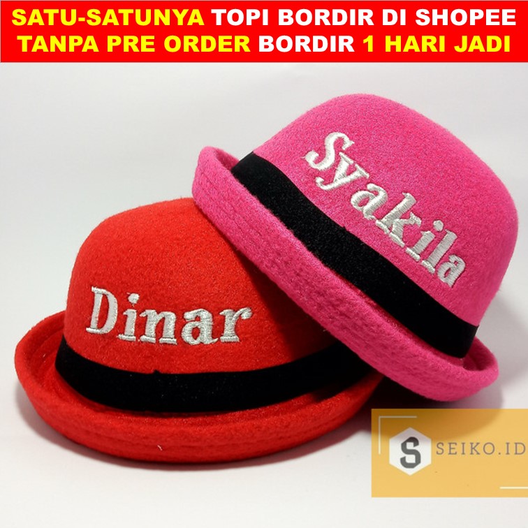 TOPI CAPLIN ANAK CUSTOM BORDIR NAMA DESAIN LOGO