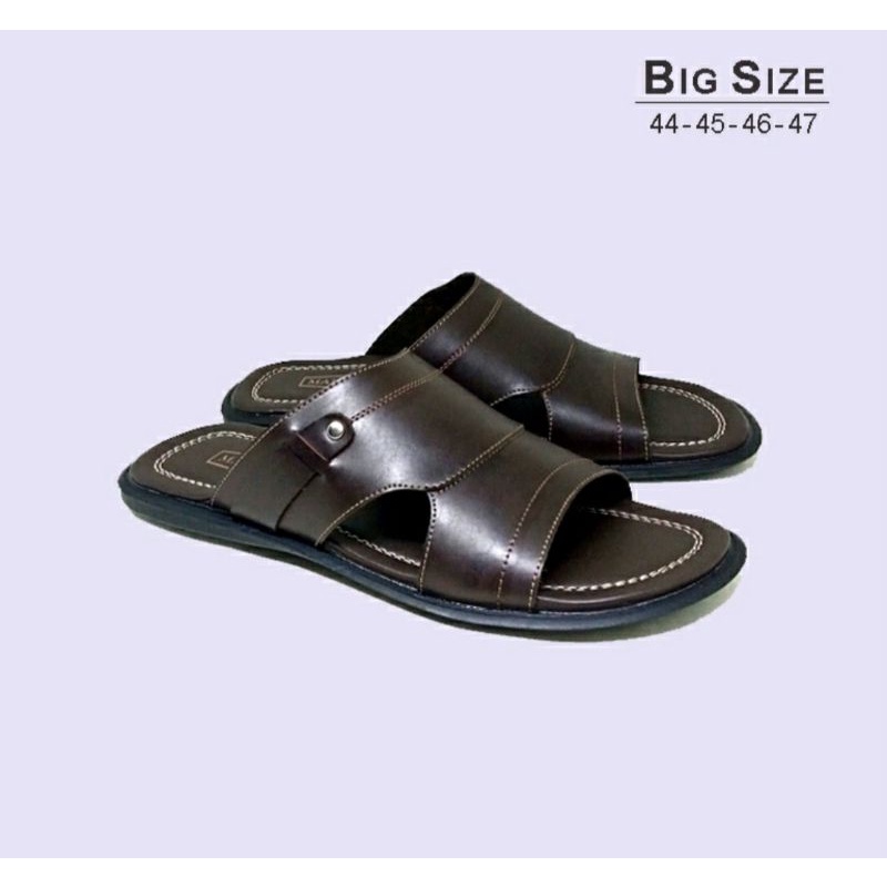 Sandal Slide Pria BIG SIZE 44-45-46-47 Sendal SLOP LANGKA cowo Ukuran BESAR JUMBO TURIS Hitam, 47