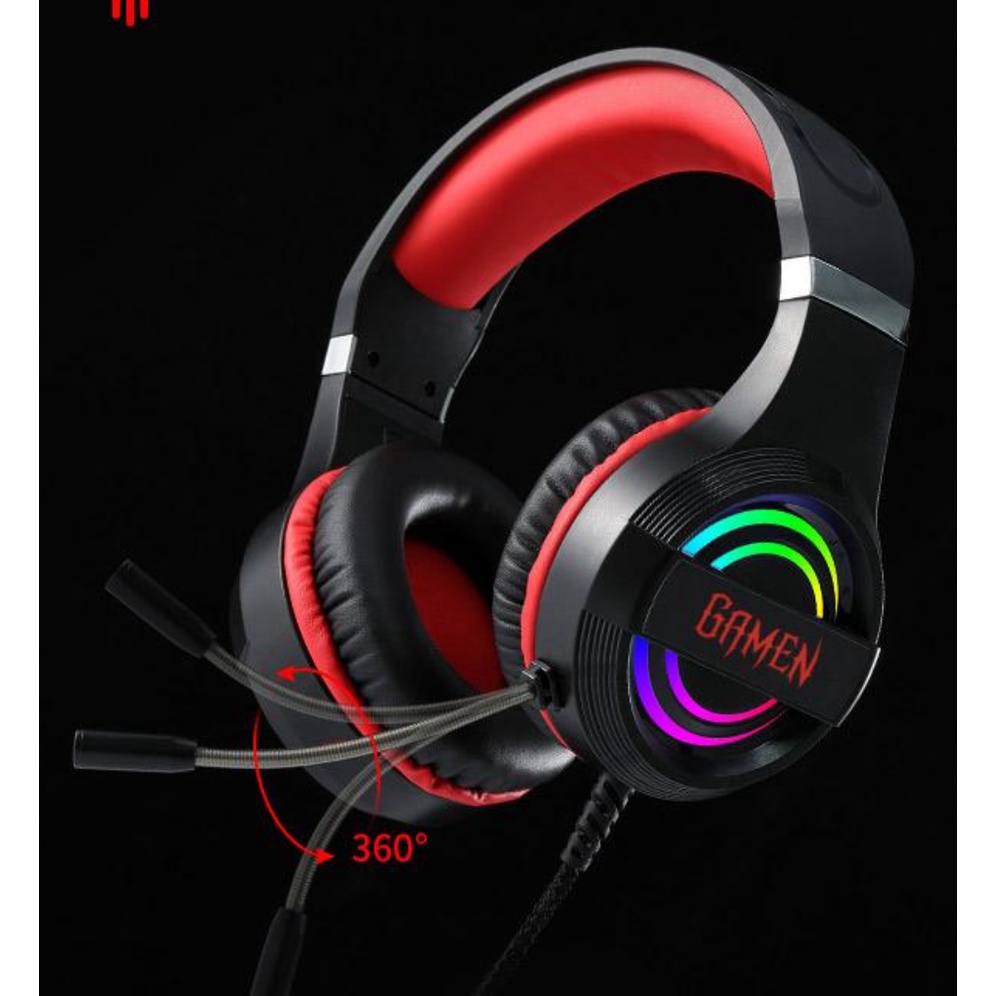 Gamen GH1100 PRO RGB Headset Lighting Effects Born For Gamer Headphone Black